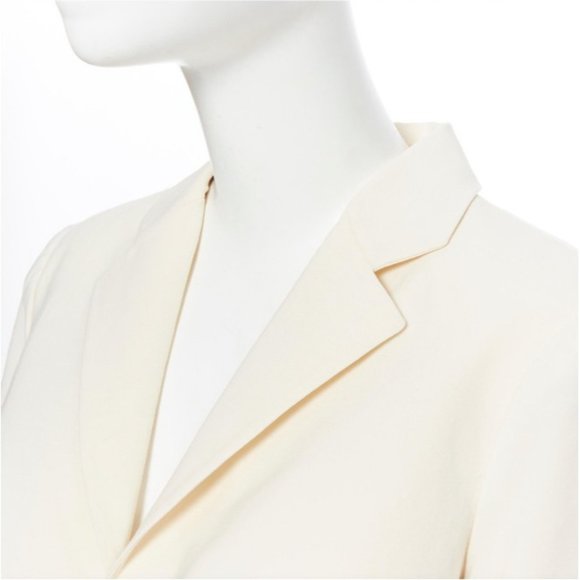 PREOWNED $2K LA PERLA SS17 RUNWAY CORSET CREAM STRETCH WOOL BLAZER IT 46C US 10 - Picture 11 of 15